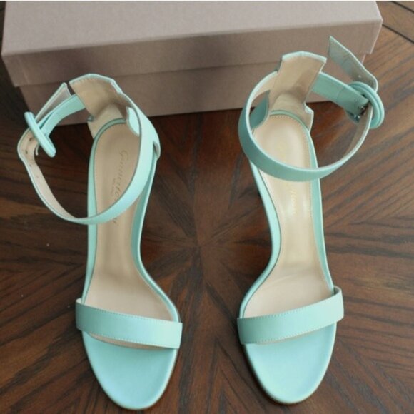 Gianvito Rossi Portofino Ankle Strap Sandal in Pacific Nappa Blue NWT - Picture 4 of 7